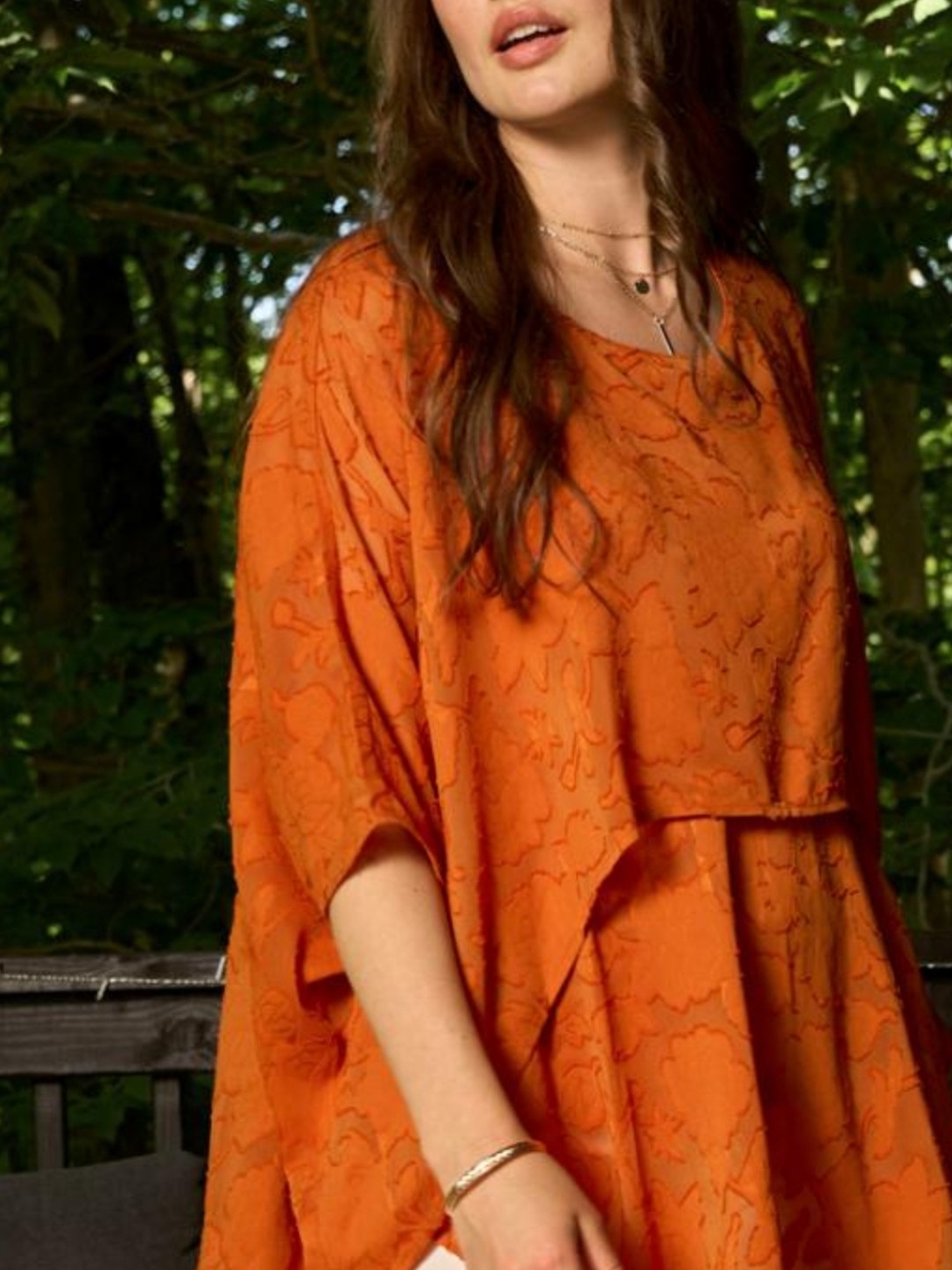 Diane Gilman Orange Textured Layered Tunic
